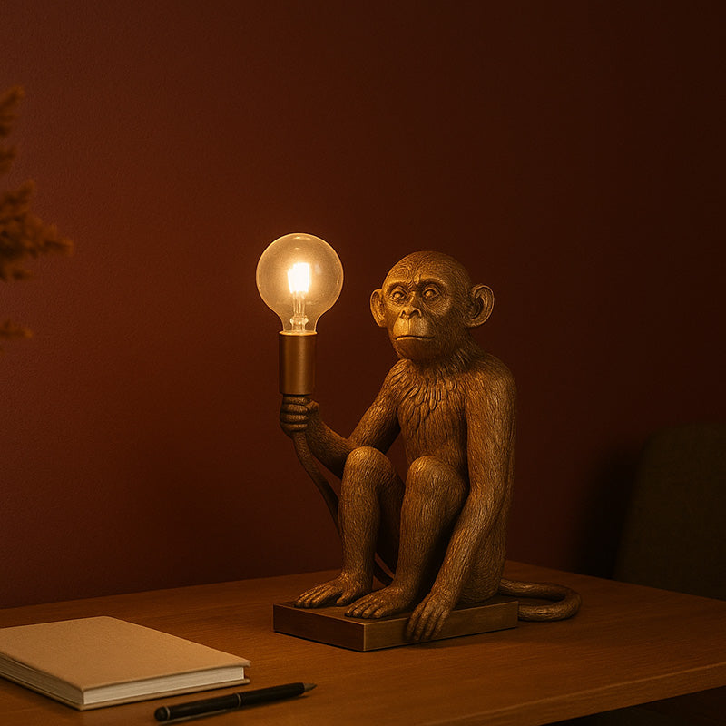 Conor the Monkey | USB Rechargeable LED Table Lamp (Gold)