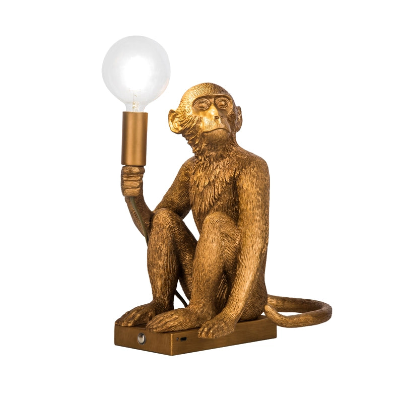 Conor the Monkey | USB Rechargeable LED Table Lamp (Gold)
