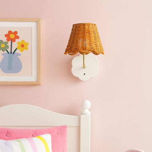 Wisteria Mollie Cordless Flower Wall Light | Rattan & Brass Rechargeable LED