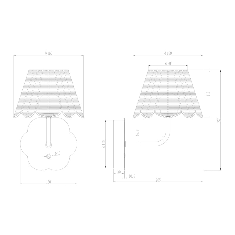Wisteria Mollie Cordless Flower Wall Light | Rattan & Brass Rechargeable LED