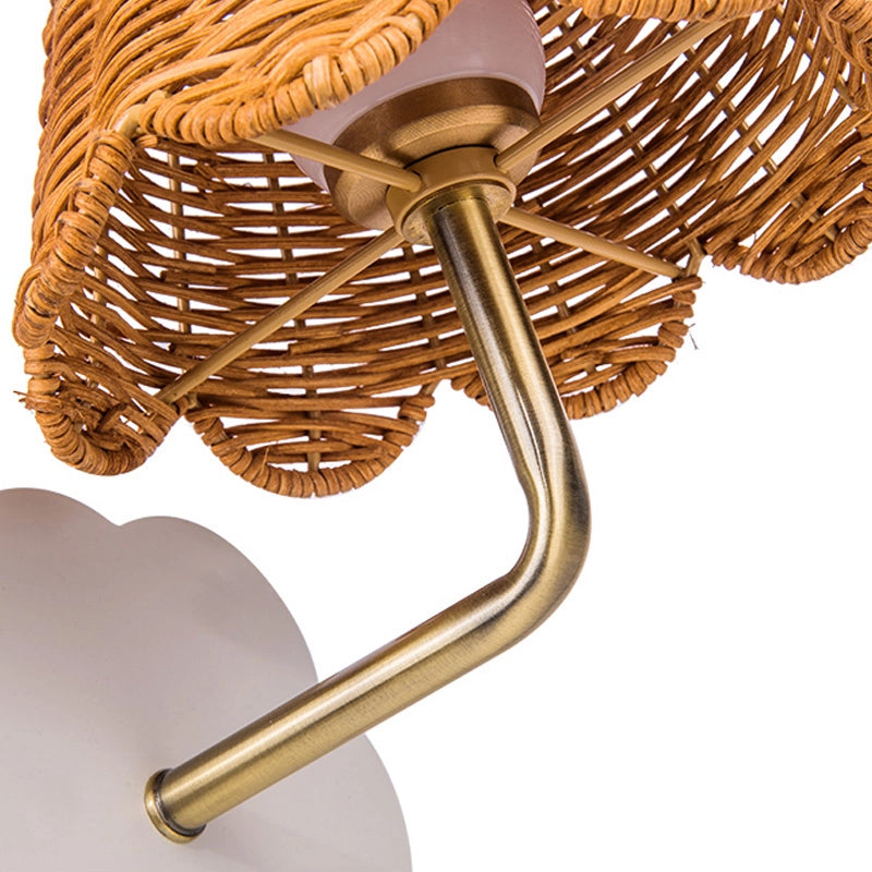 Wisteria Mollie Cordless Flower Wall Light | Rattan & Brass Rechargeable LED