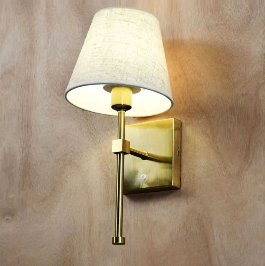 The Horrace — Luxe Antique Brass & Linen Cordless Wall Light (Pair)